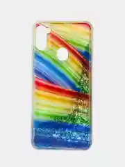 Оливковый чехол Samsung Galaxy A11, M11 (Самсунг Галакси А11, М11) переливающийся жидкий с блестками