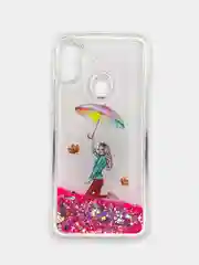 Фуксия чехол Samsung Galaxy A11, M11 (Самсунг Галакси А11, М11) переливающийся жидкий с блестками