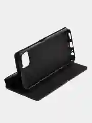 Черный чехол-книжка для Samsung A22 (5G) / Samsung A22s из нубука Super Creative