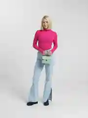 Мятный сумка женская через плечо, с цепью, кожаная
