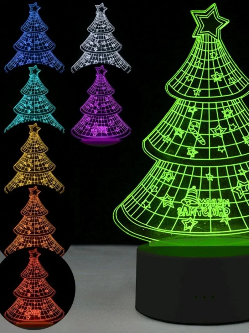 Зеленый светильник-ночник 3D, LED мишка, светодиодный