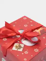 Голубой подарочная коробка новогодняя с бантом