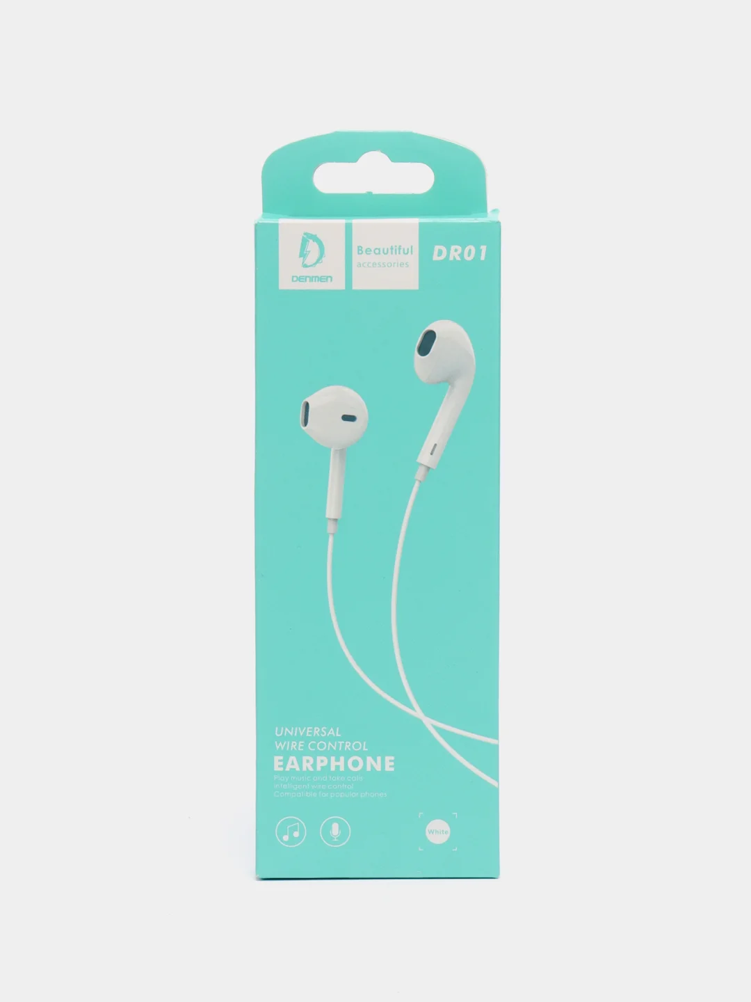 Белый наушники проводные EarPhones, с микрофоном, 3.5 мм, разные цвета