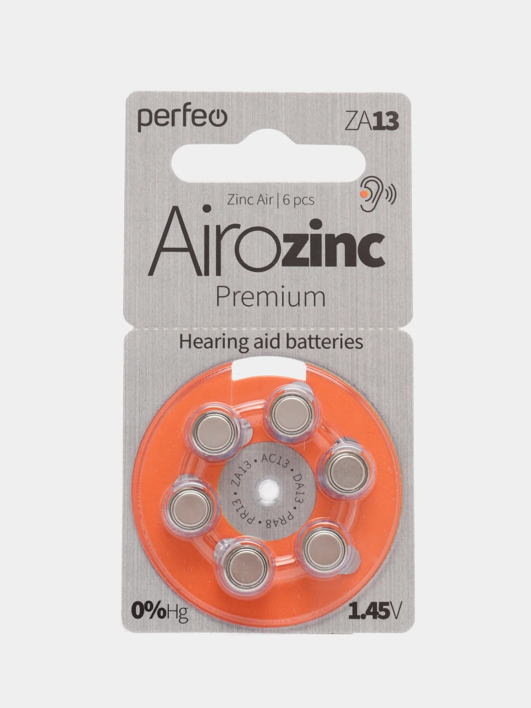 Батарейки для слуховых аппаратов Perfeo ZA13 (A13, PR48, AC13, DA13) Airozinc Premium