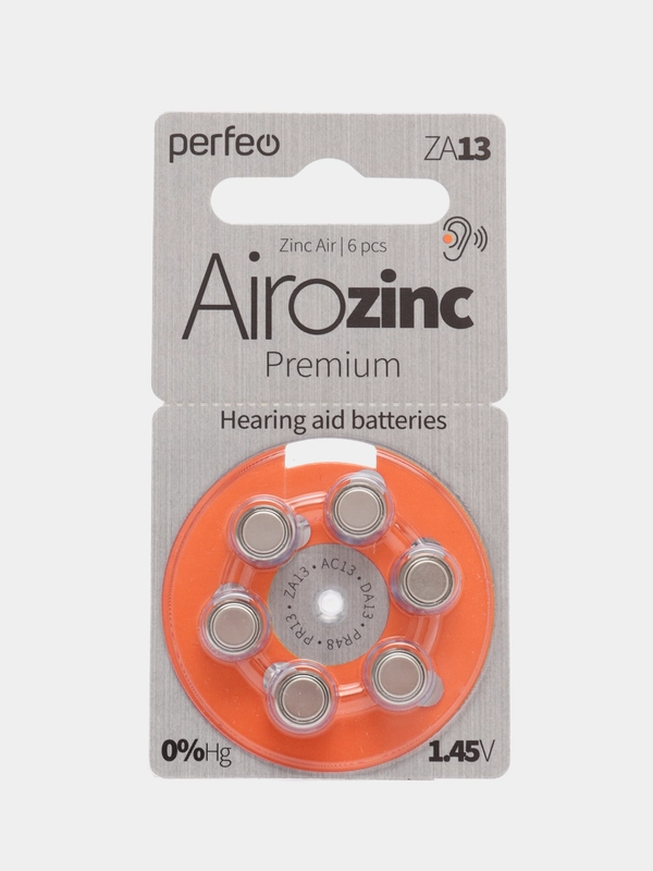 Батарейки для слуховых аппаратов Perfeo ZA13 (A13, PR48, AC13, DA13) Airozinc Premium