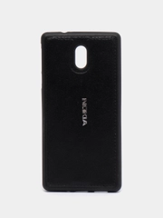 Чехол силиконовый с кожаной вставкой на Nokia 3