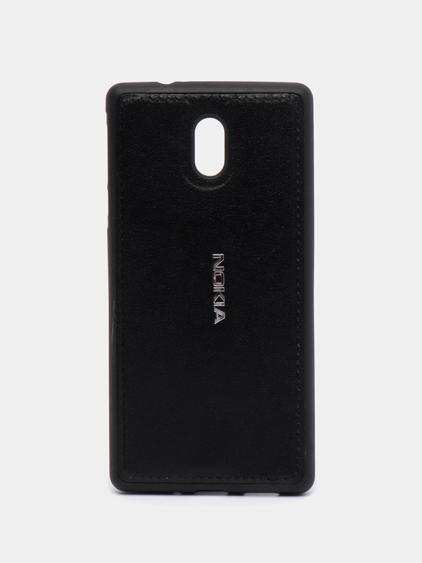 Чехол силиконовый с кожаной вставкой на Nokia 3