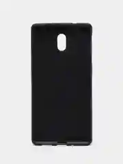 Черный чехол силиконовый с кожаной вставкой на Nokia 3