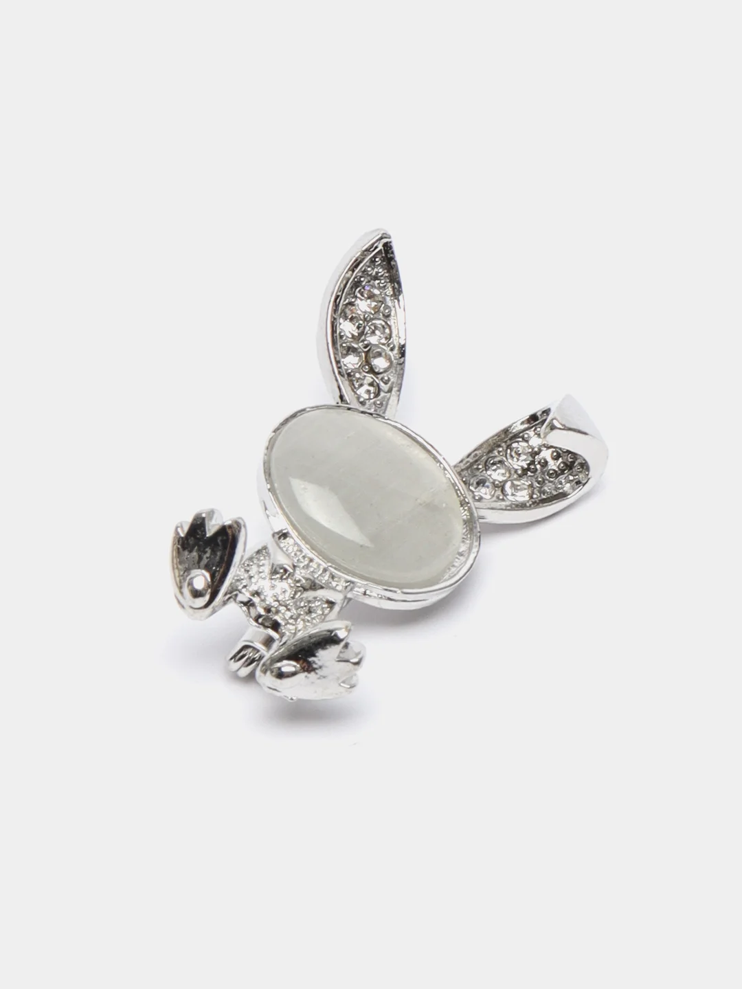 Серебряный брошь женская, с опаловым камнем, 2 цвета