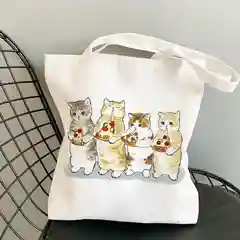 Молочный шоппер сумка  "Веселые котики"