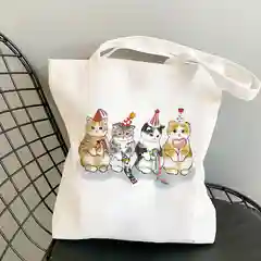 Белый шоппер сумка  "Веселые котики"