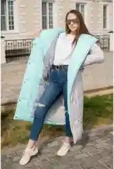 Мятный пуховик женский зимний длинный Палето