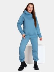 Женский костюм из футера с начесом, теплый, повседневный, базовая модель