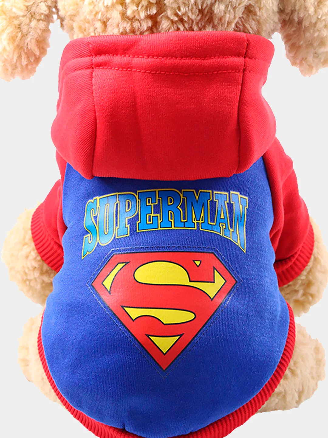 Синий толстовка для собак и кошек Superman, с капюшоном