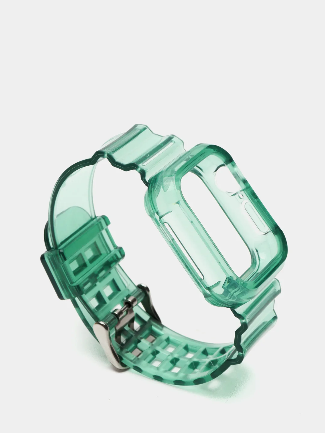 Зеленый ремешок для Apple Watch 38 / 40 / 41 / 42 / 44 / 45 / 49 мм браслет силиконовый прозрачный