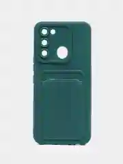 Зеленый чехол с защитой камеры TECNO  Spark 9 Pro,  c отделом для пластиковой карты