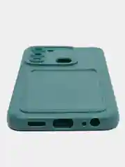 Зеленый чехол с защитой камеры TECNO  Spark 9 Pro,  c отделом для пластиковой карты