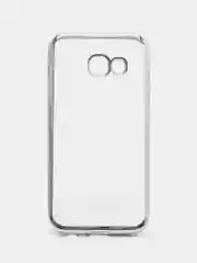 Серебряный чехол с цветной окантовкой на Samsung Galaxy А3(2017)/А320, прозрачный, силиконовый