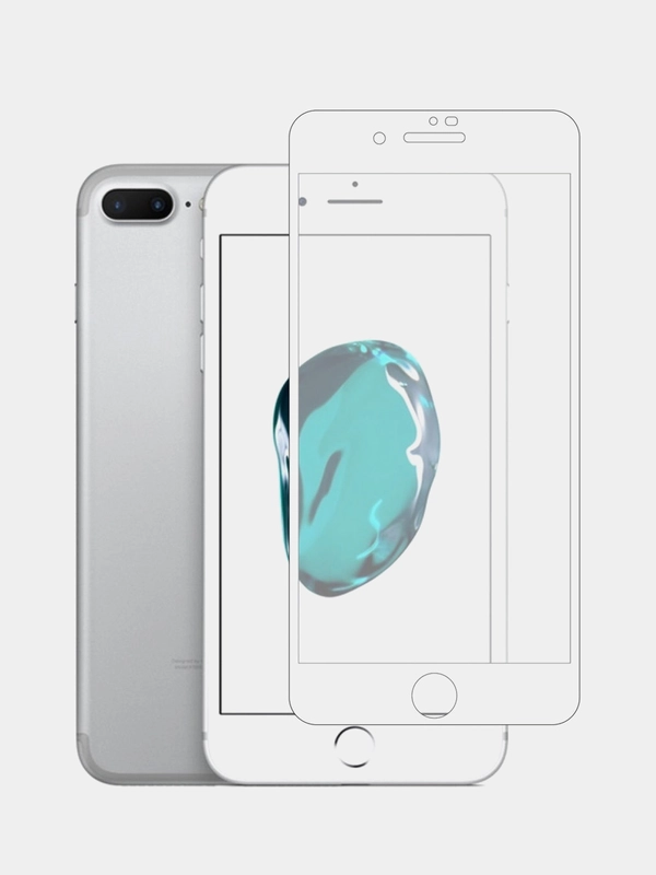 Защитное стекло 5D для iPhone 7 Plus, 8 Plus, белое