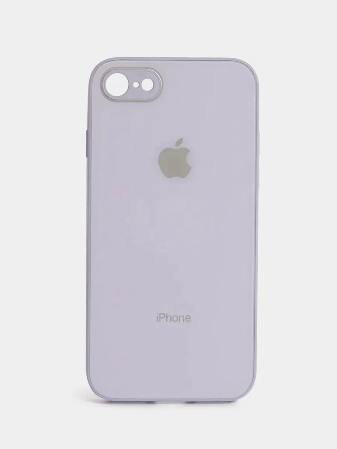 Светло-синий силиконовый чехол для iPhone 7, iPhone 8, iPhone SE 2020, со стеклянной панелью
