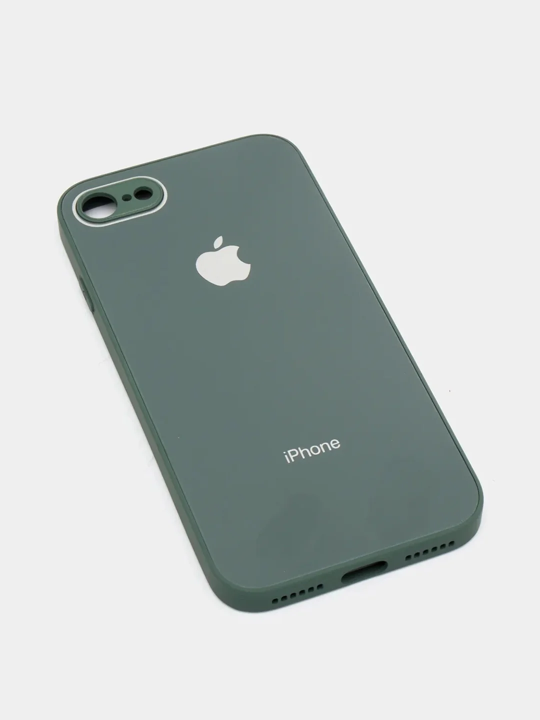 Зеленый силиконовый чехол для iPhone 7, iPhone 8, iPhone SE 2020, со стеклянной панелью