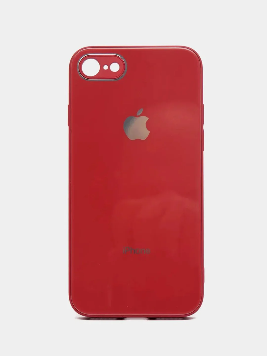Багровый силиконовый чехол для iPhone 7, iPhone 8, iPhone SE 2020, со стеклянной панелью