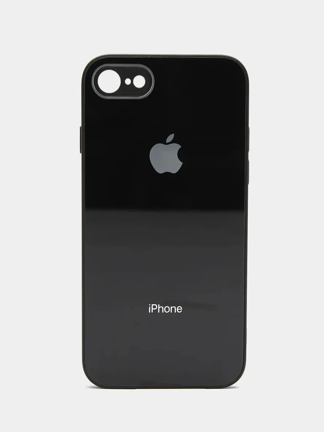 Черный силиконовый чехол для iPhone 7, iPhone 8, iPhone SE 2020, со стеклянной панелью