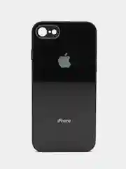 Черный силиконовый чехол для iPhone 7, iPhone 8, iPhone SE 2020, со стеклянной панелью