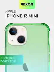 Зеленый противоударный чехол BROSCORP для Apple iPhone 13 mini силиконовый с усиленными углами