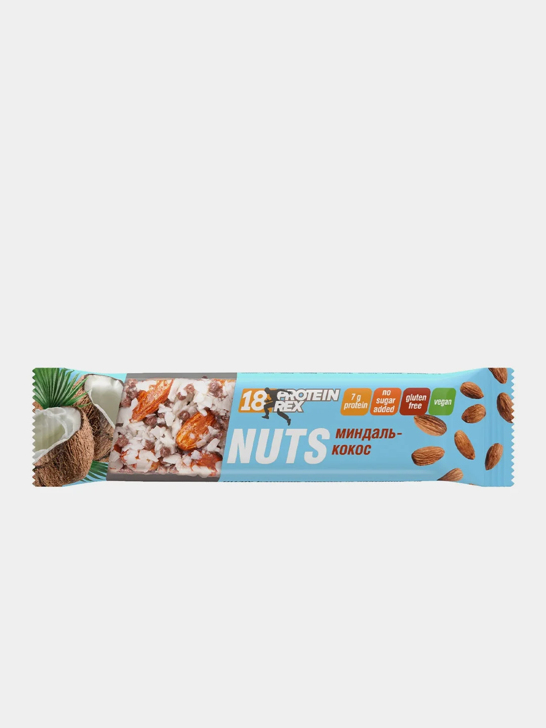 Протеиновые батончики без сахара ореховый ТМ ProteinRex NUTS, миндаль-кокос, 40 г