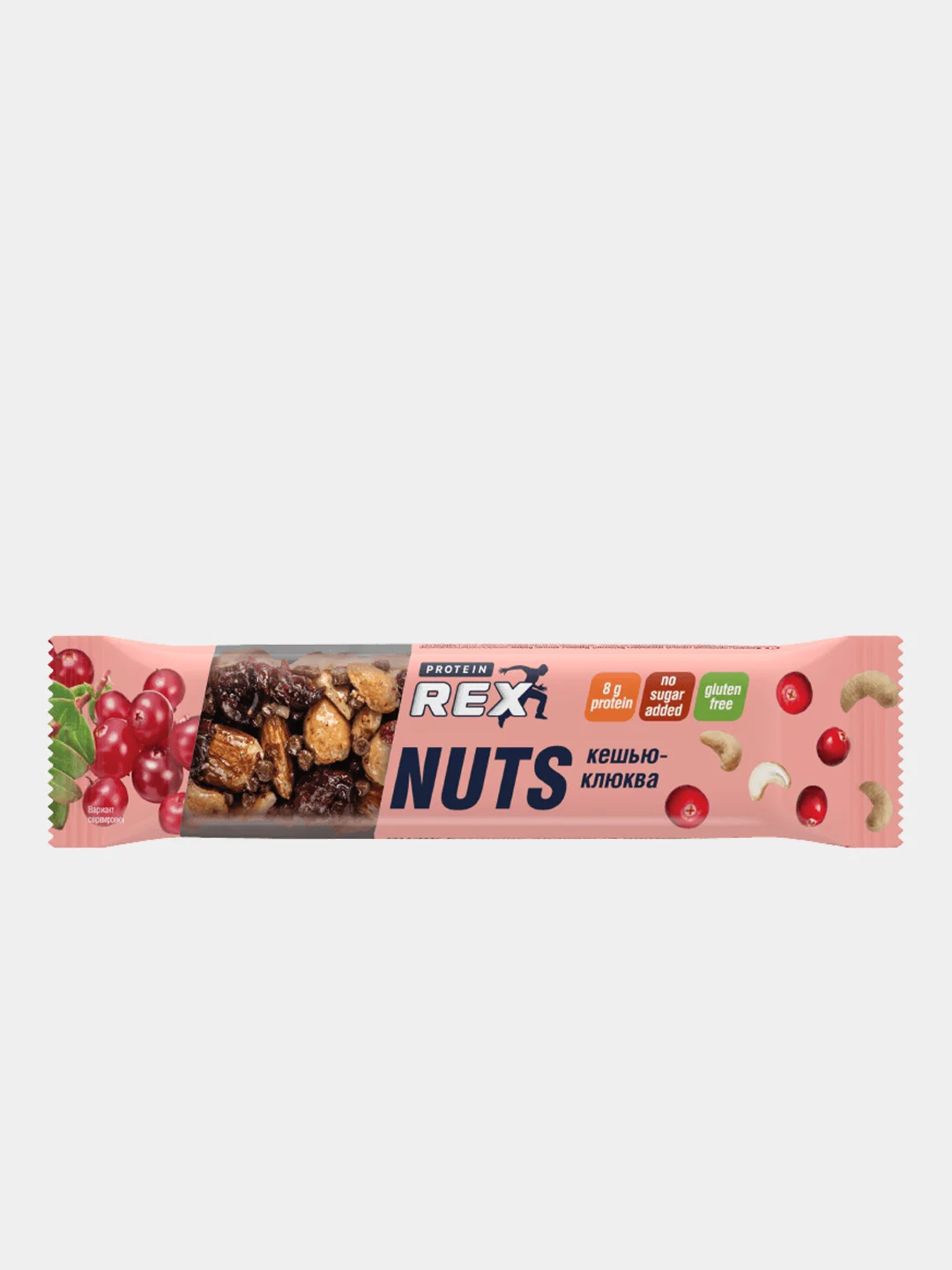 Протеиновый ореховый батончик ProteinRex NUTS, без сахара, кешью-клюква, 40 г