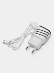 Сетевое зарядное устройство LuazON LCC-24, 2 USB, microUSB, 1 A, 1 м, черно-белое