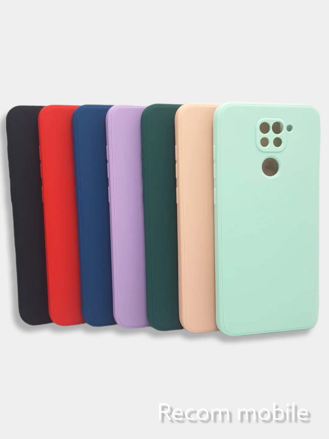Бирюзовый чехол для Xiaomi Redmi Note 9, матовый, силиконовый, с закрытым низом и бархатом внутри