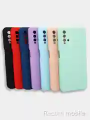 Бирюзовый чехол для Xiaomi Redmi 9T матовый силиконовый с защитой камер и бархатом внутри