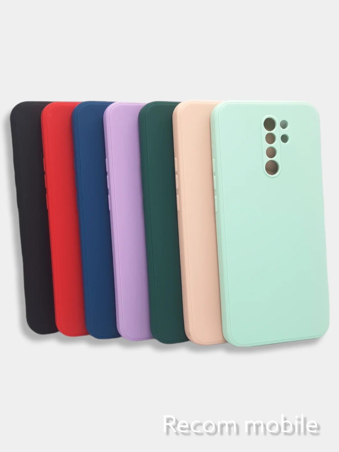 Бирюзовый чехол для Xiaomi Redmi 9 матовый, силиконовый, с закрытым низом и бархатом внутри