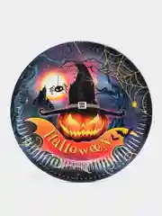 Синий тарелка бумажная , салфетки на Хэллоуин "Happy Halloween", 18 см, набор из 6 штук