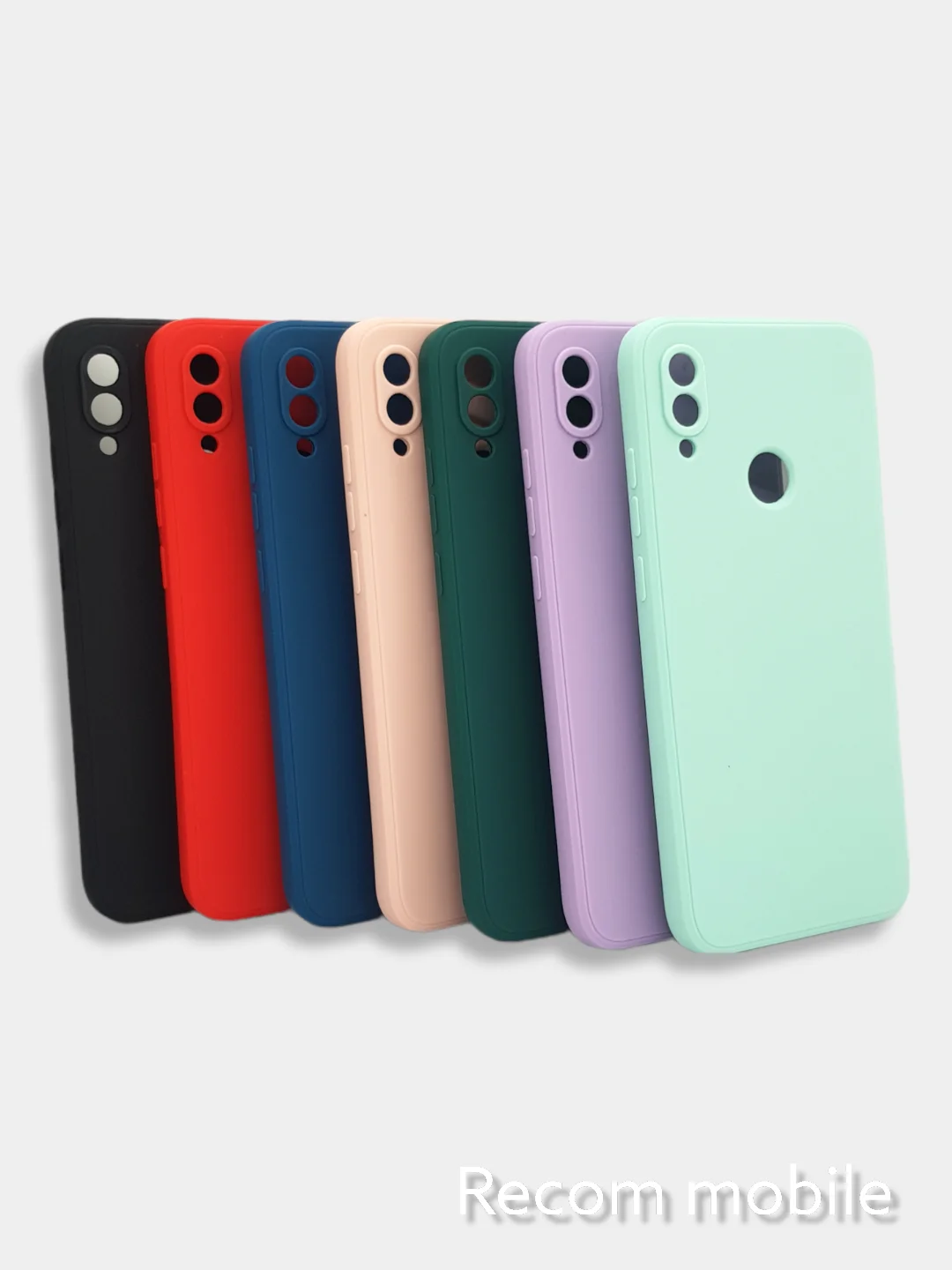 Чехол силиконовый Xiaomi Redmi Note 7 матовый с защитой камер, закрытым низом и бархатом