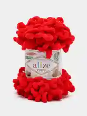 Красный пряжа Alize Puffy, петельки большие, микрополиэстер, 100 г, 9 м