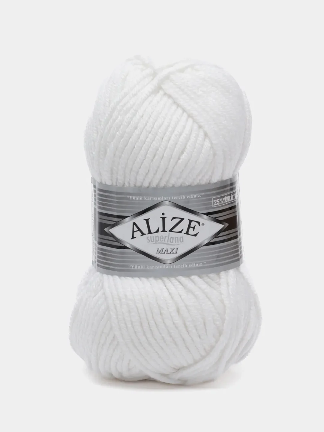 Белый пряжа Alize Superlana maxi(суперлана макси) 25% шерсть,75% акрил,100г/100м