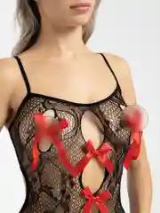Эротическое белье Комбинезон с атласными бантиками, D3704B