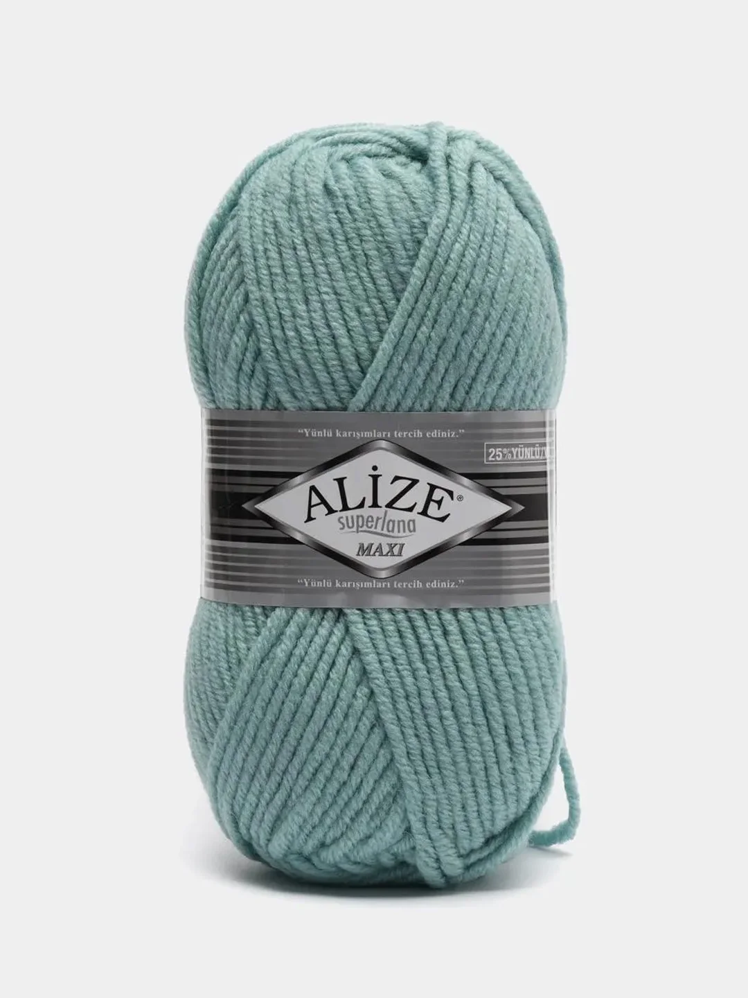 Бирюзовый пряжа Alize Superlana maxi(суперлана макси) 25% шерсть,75% акрил,100г/100м