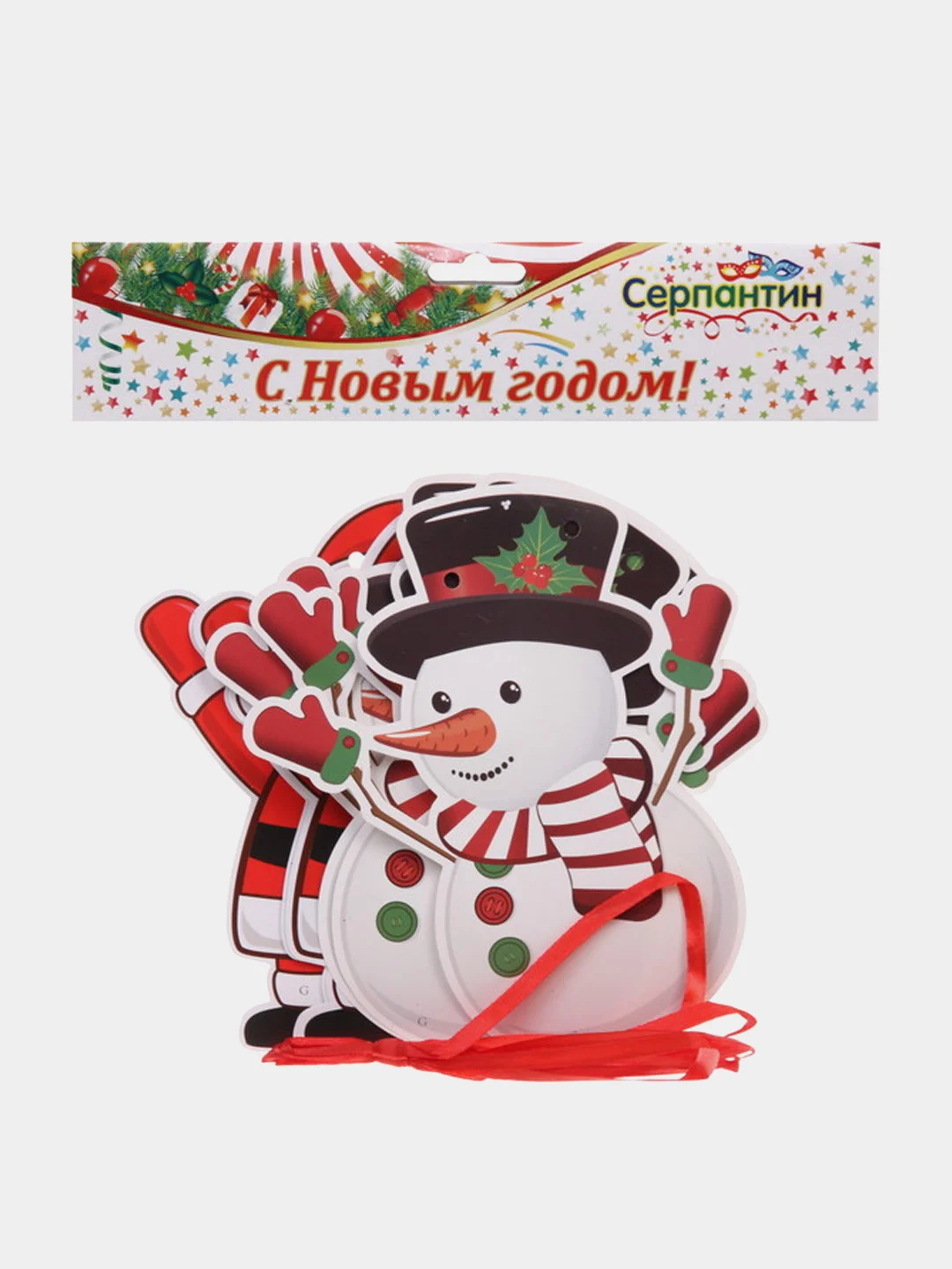 Гирлянда новогодняя , растяжка ,"Дед Мороз и Снеговичок", 18 х 16 см, 3 м