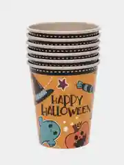 Оранжевый стакан бумажный на хэллоуин Halloween party, 250 мл, 6 шт