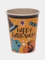 Оранжевый стакан бумажный на хэллоуин Halloween party, 250 мл, 6 шт