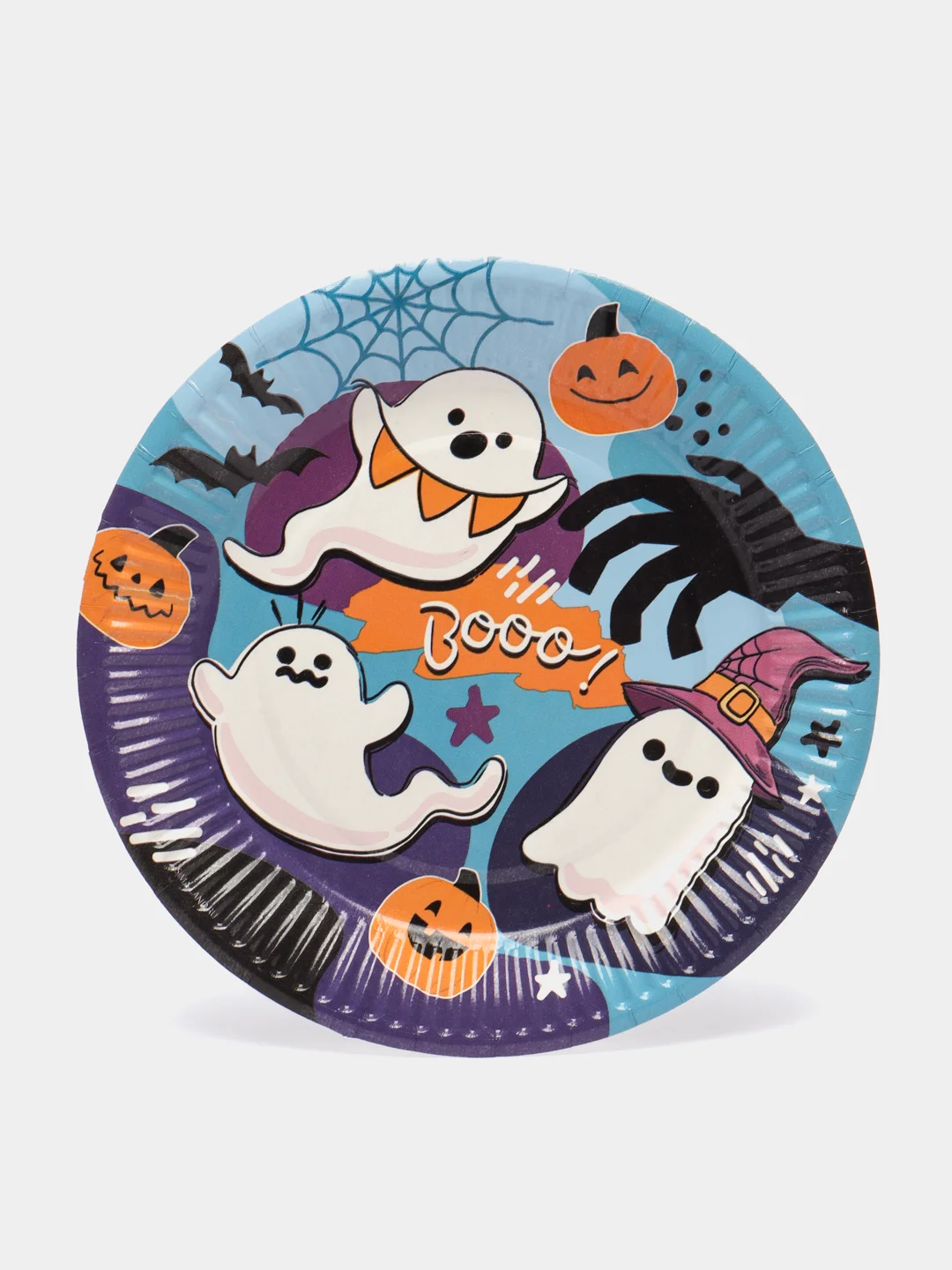 Голубой тарелка бумажная , салфетки на Хэллоуин "Happy Halloween", 18 см, набор из 6 штук