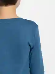 Синий меланж лонгслив, толстовка, для мальчика утепленный, 4-8 лет, 100% хлопок