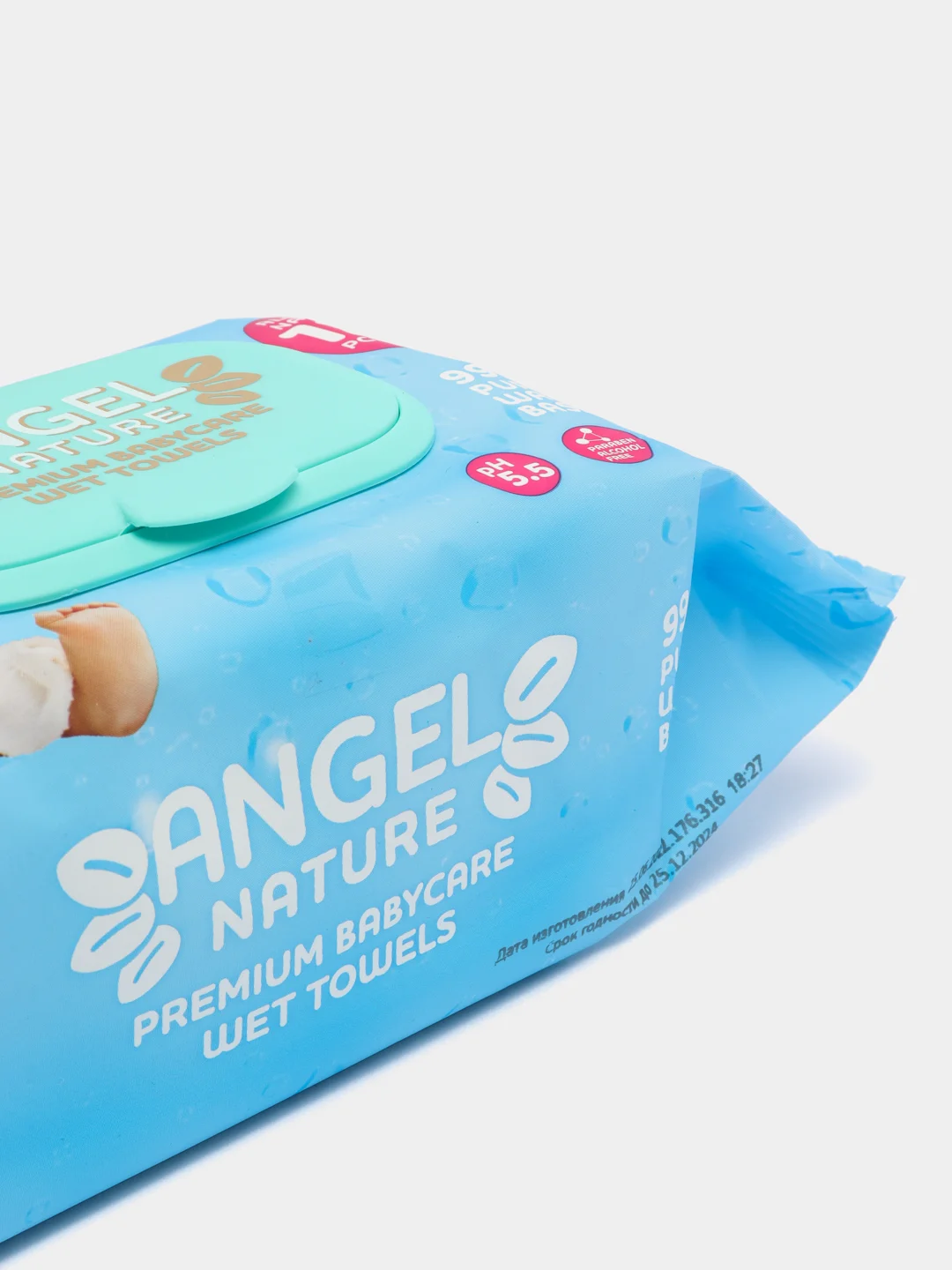 Голубой влажные салфетки детские Angel Nature 120 шт