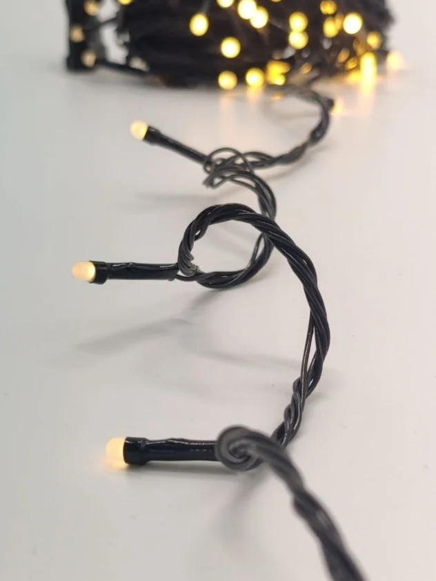 Желтый уличная гирлянда-нить, LED, на черном проводе, 40 м