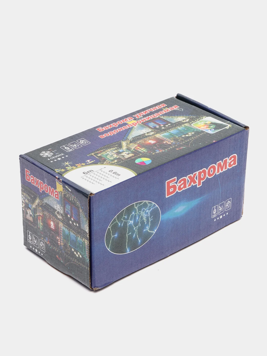 Конфетный гирлянда уличная "Бахрома", светодиодная, 6 м, 50-70 см, белая