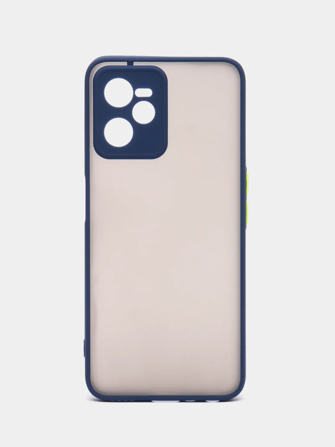Темно-синий чехол пластиковый Realme C35 / Реалми С35 матовый, с цветными кнопками